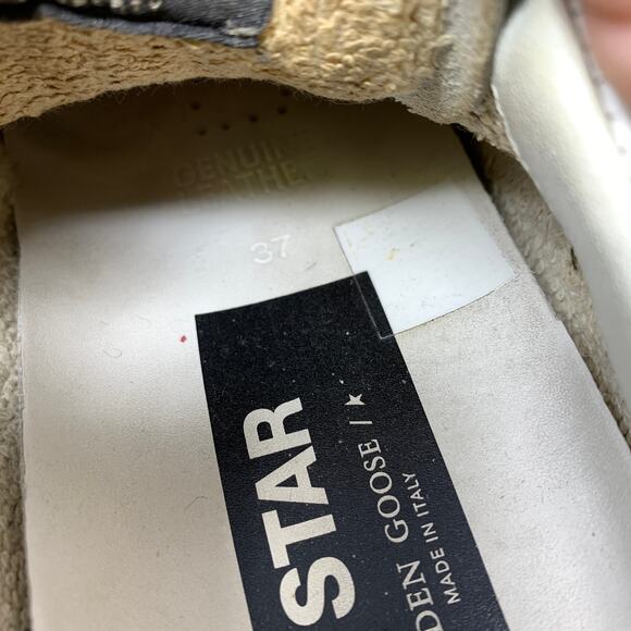 Golden Goose Hi Star Platform Sneakers Womens Size 37 US 7 White Silver - Picture 8 of 11